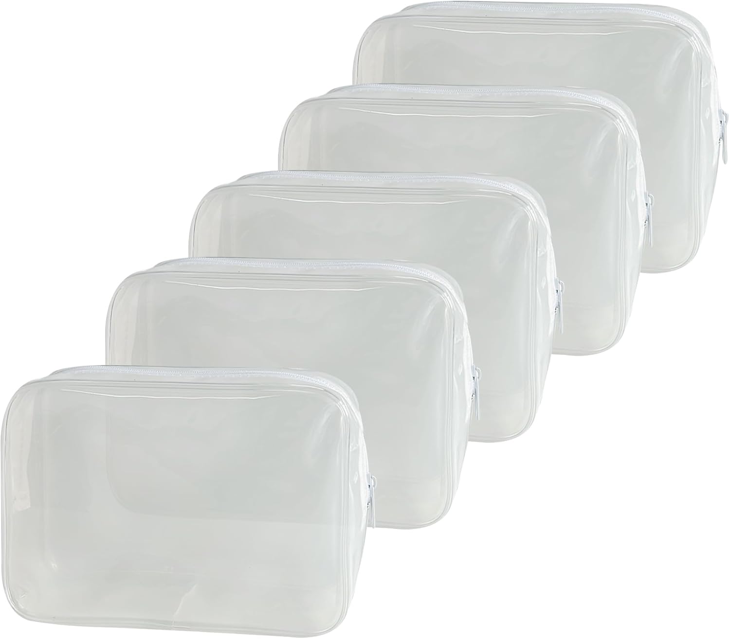 Neon TSA Approved Clear Toiletry Pouch, 7"x2.3"x4.7" Size, PVC Travel Makeup Bags for Toiletries, Transparent Cosmetic Bag for Women and Men Small (Daisy~6PCS)