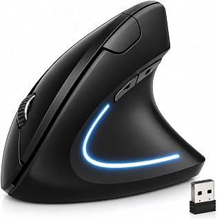 Mouse Vertical Ergonômico Sem Fio 2.4GHz USB com DPI Ajustável