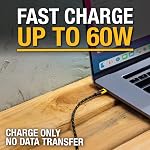DEWALT Heavy Duty Extra Long USB C Cable (20 ft/6M), Fast 60W Type C Charging Cable, 90Degree Connector TypeC Charger Cord for Oculus Quest, PS5 Controller, Samsung Galaxy, Z Fold/Flip (Charge Only)
