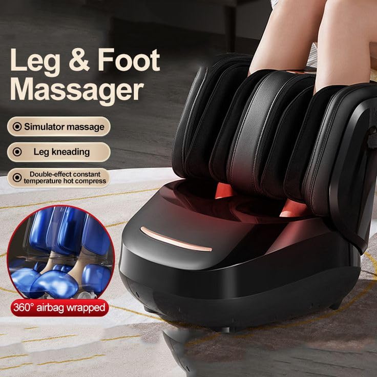 Image of ELUX Leg & Foot Massager for Pain Relief | 9 Modes, 6 Speed & Intensity Levels | Deep Kneading, Shiatsu, Air Compression, Heat Therapy | For Calf, Ankle & Foot Relaxation at Home | ELUX LEG MASSAGER