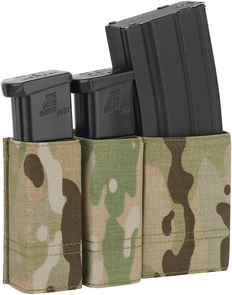 KRYDEX Molle Single 5.56mm Mag Pouch and Double 9mm .45 Pistol Magazine Pouch Combo
