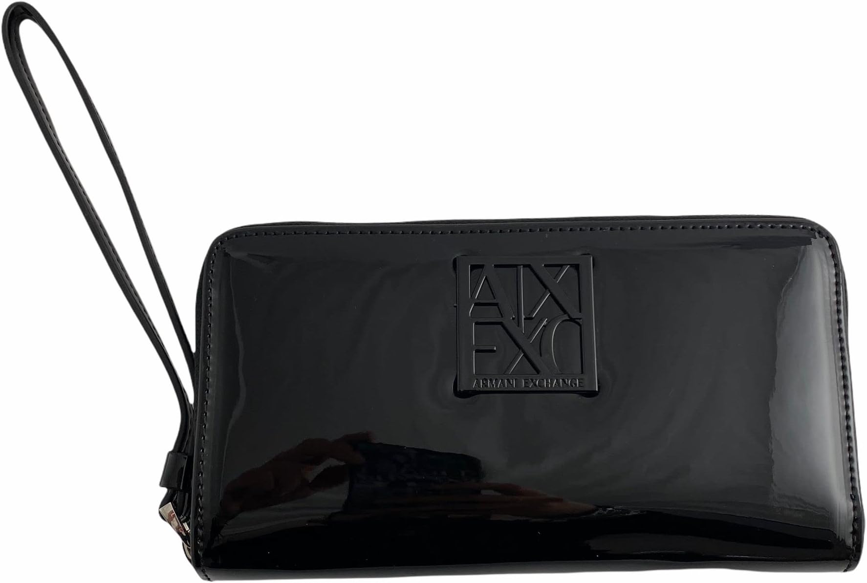 Armani Exchange Women's Susi Zip Around Wallet in Patent Eco Leather Travel Accessory Envelope Card Holder