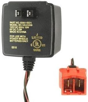 Power Wheels battery charger, 6 volt, Type A connector.
