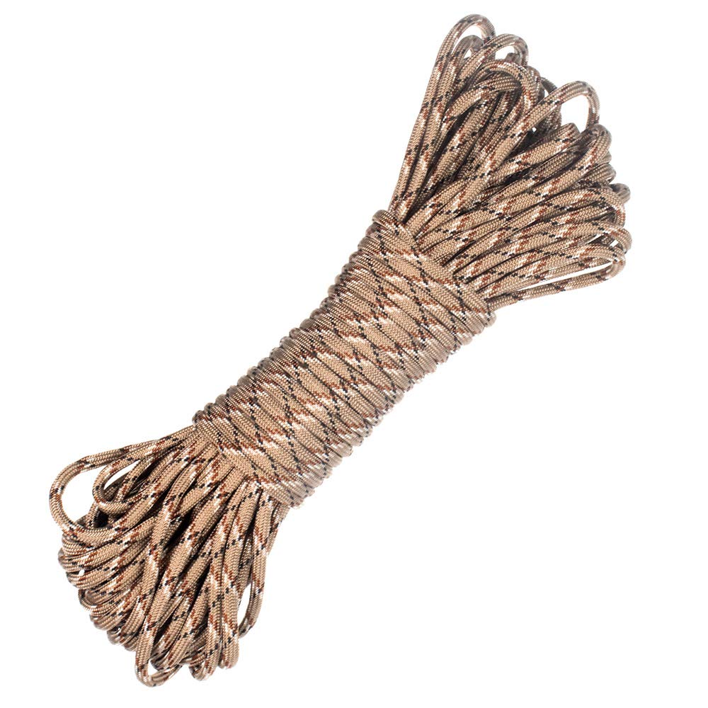 PARACORD PLANET 550 Type III 7 Strand Paracord – 100% Nylon Core – 550-Pound Tensile Strength - Utility Cord – Tie-Downs, Camping, Crafting, Survival (Desert Camo, 25 Feet)