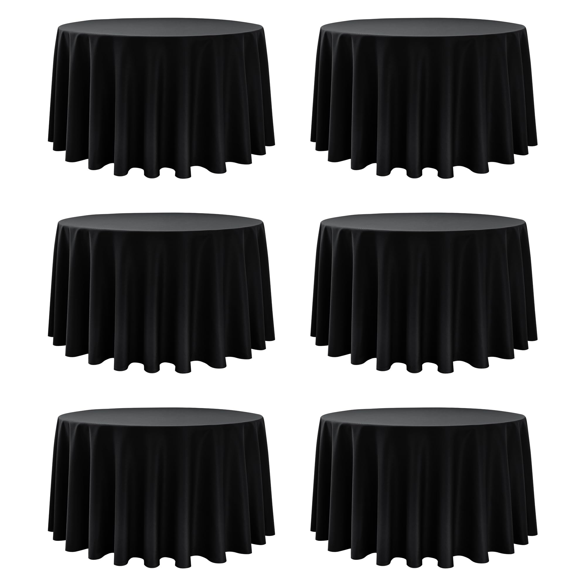 Photo 1 of Dailyset 6-Pack Black Round Tablecloths, 120 in, for 5-6 Ft Round Tables