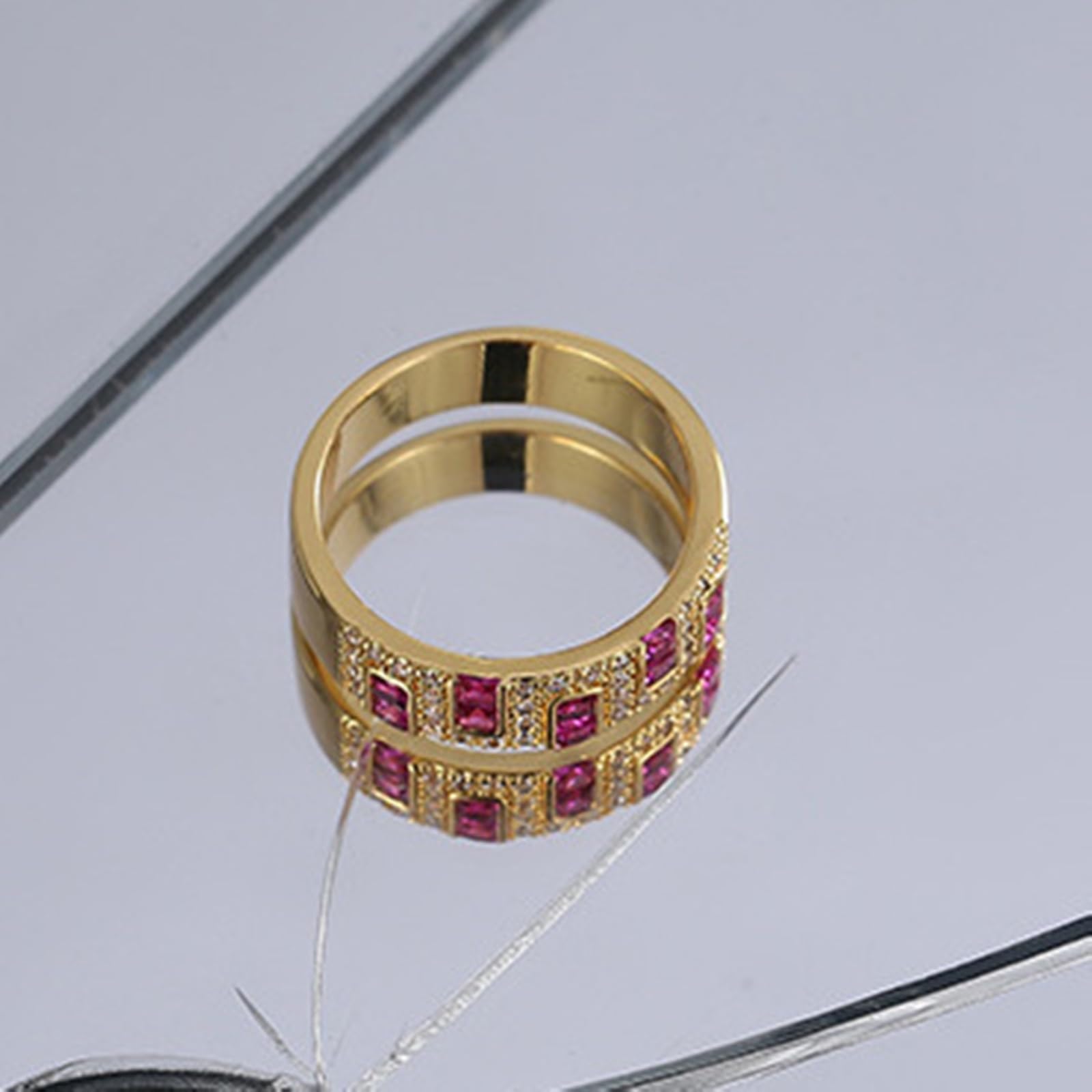 Złote obrączki ślubne dla kobiet, pierścionek zaręczynowy, damski, złoty, 9K/14K/18K, żółte złoto, elegancki, z rubinem hodowlanym laboratoryjnie