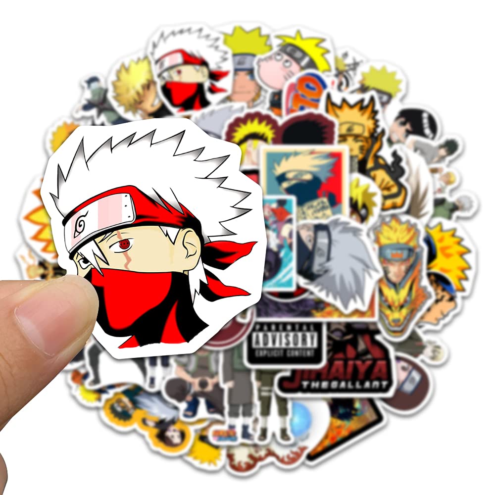 50 pezzi Naruto Adesivi per Bottiglie Acqua Laptop Skateboard Telefono Auto Bicicletta Casco Camera da Letto Decorazione da Parete Ninja Anime Adesivi in Vinile per Ragazzi e Bambini