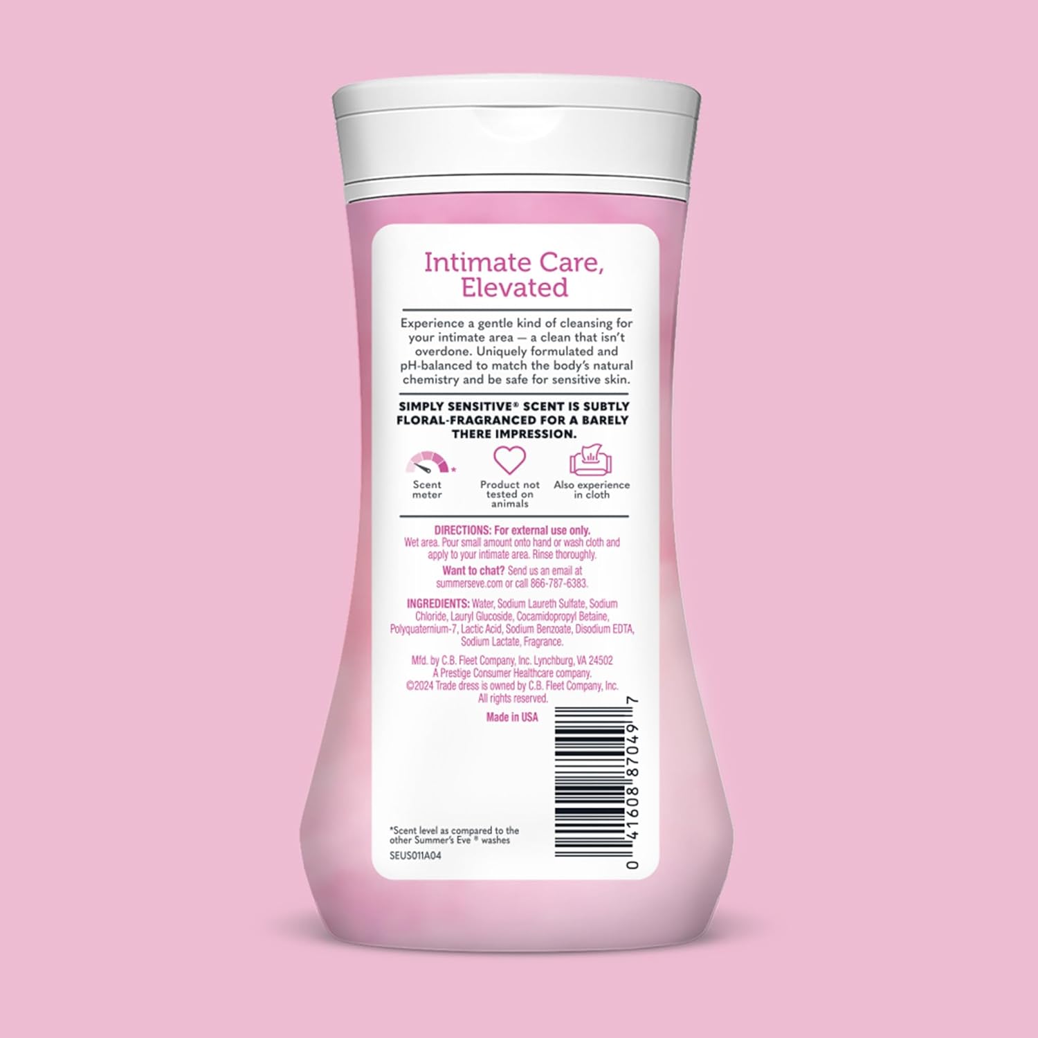 Summer's Eve Simply Sensitive Daily Gentle All Over Feminine Body Wash, Removes Odor, Feminine Wash pH Balanced, 9 fl oz, 12 Pack