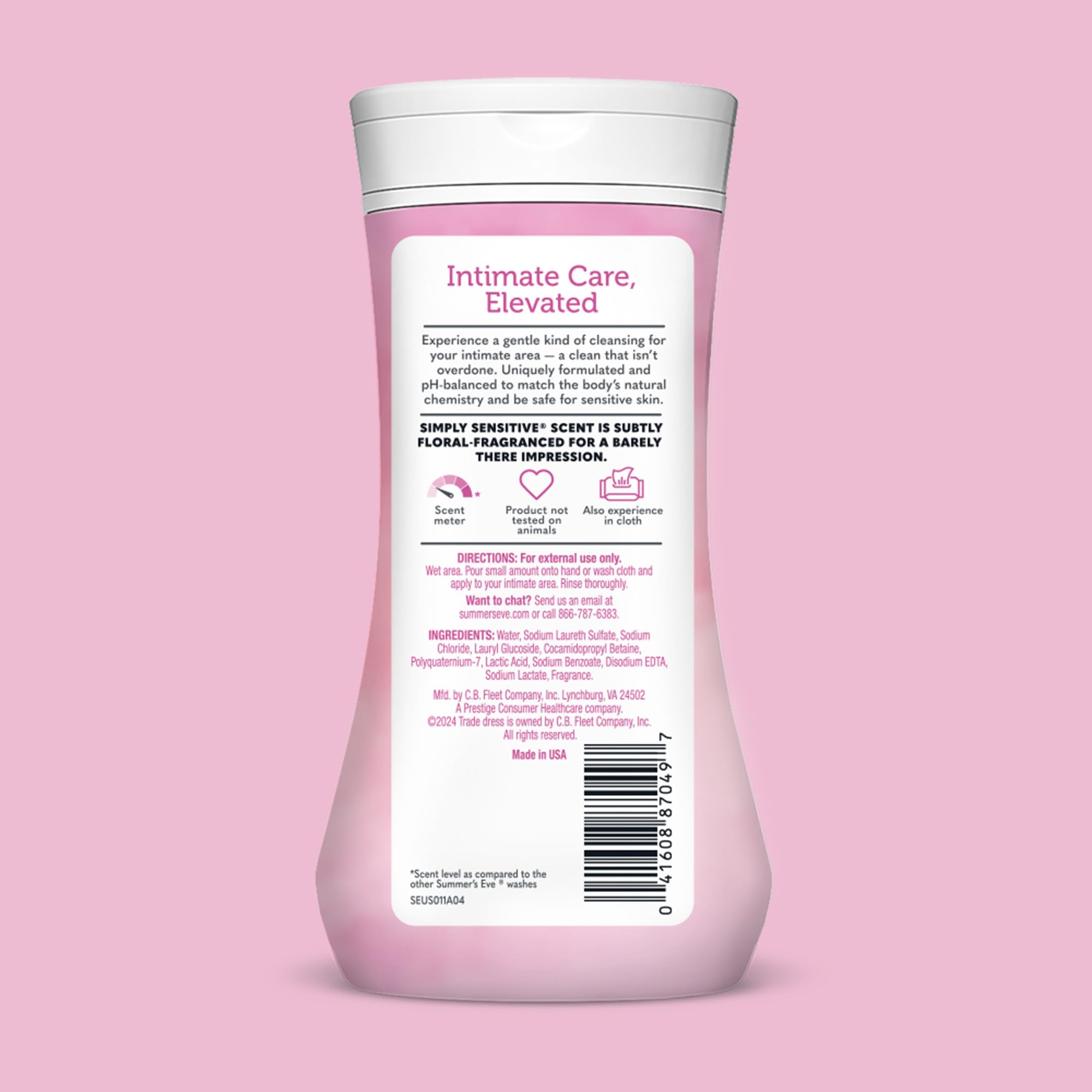 Summer's Eve Simply Sensitive Daily Gentle All Over Feminine Body Wash, Removes Odor, Feminine Wash pH Balanced, 9 fl oz, 12 Pack