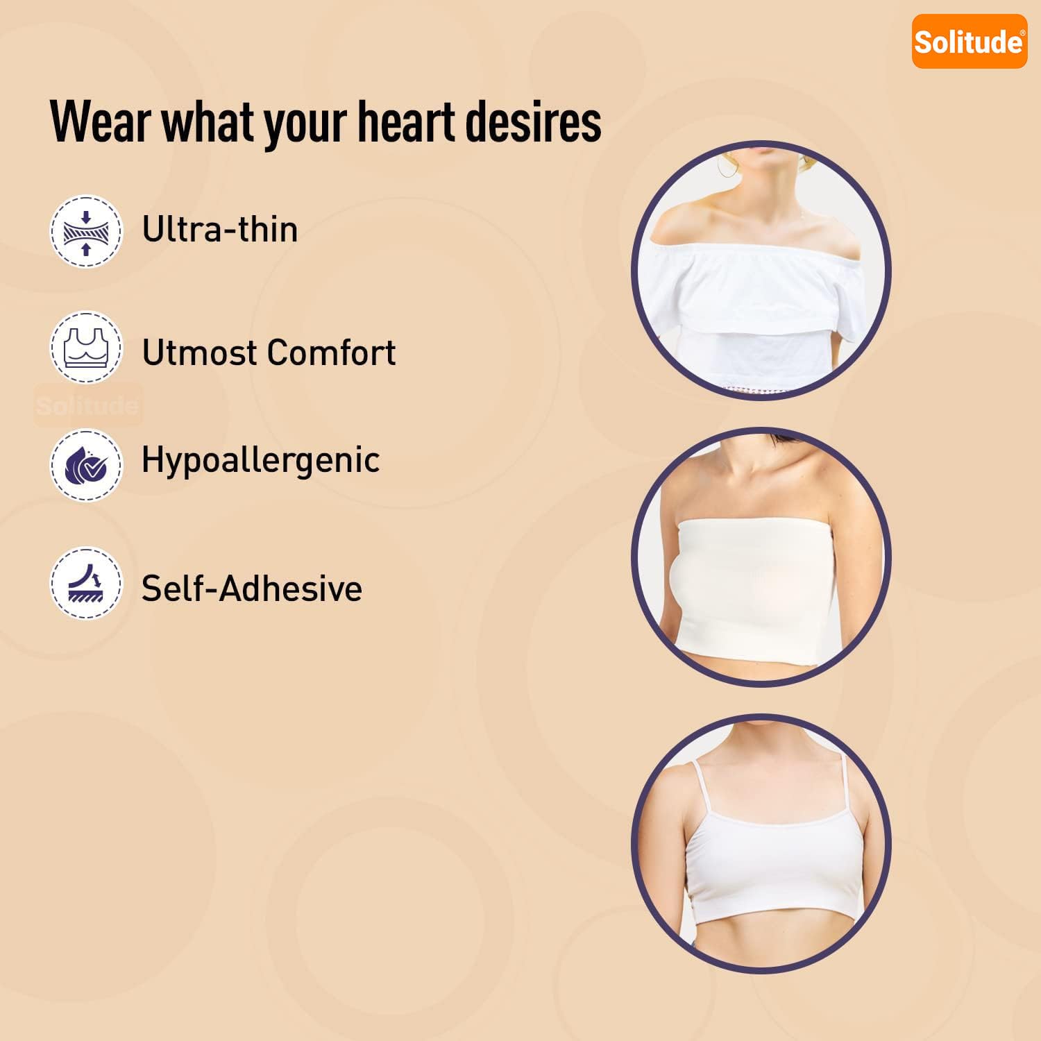 Solitude 6 Pcs Reusable Nipple Covers with Case | Comfortable & Natural Invisible Self Adhesive Washable Silicone Pasties for Women (Skin Color) 4