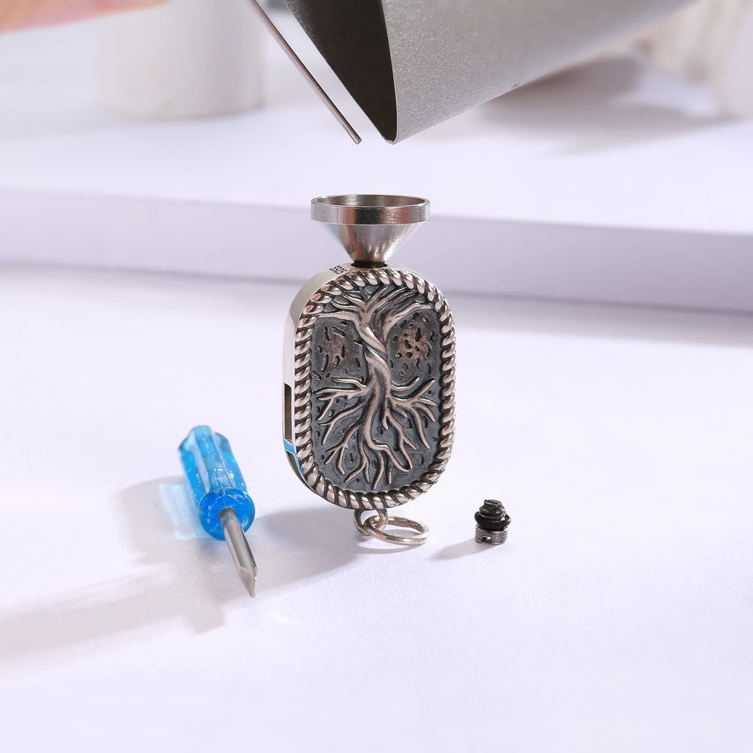 Men Cremation Necklace for Ashes - 925 Sterling Silver Cross Celtic Knot Wing Skull Keepsake Urn Pendant Ash Holder Jewelry Memorial Gift Unisex - Image 4