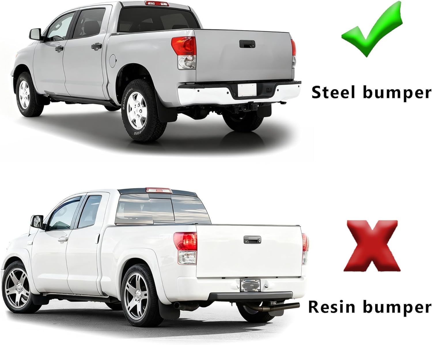 CARMOCAR Rear Step Bumper Assembly For Toyota Tundra 2007-2013 – Chrome Steel, No Sensor Holes
