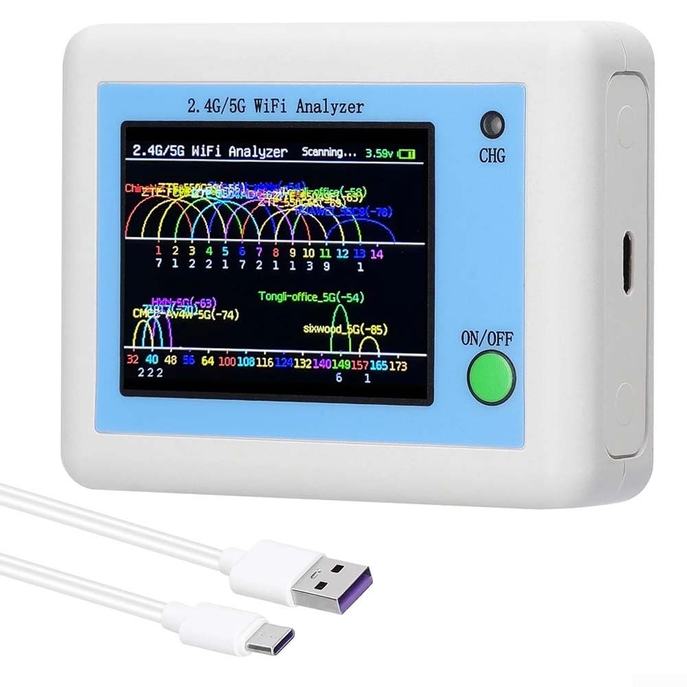 Analyseur de signal Wi-Fi, scanner réseau 2,4 G/5G, écran TFT de 6,1 cm, 600 mAh pour batterie, charge de type C pour la gestion du routeur