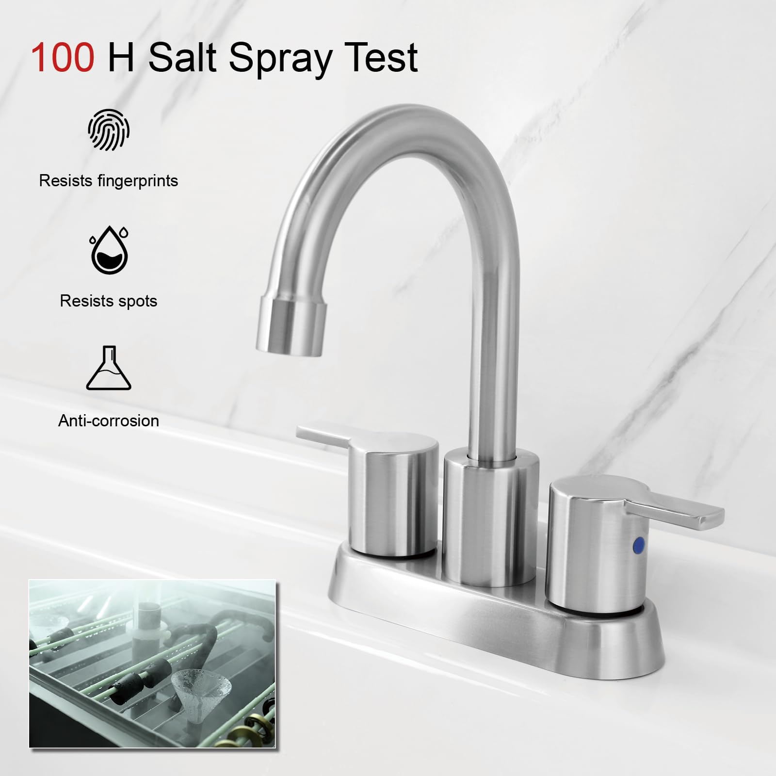 AURALUM MAX 2pcs Robinet Lavabo Salle De Bain Forme En U Bec Haut Mitigeur De Lavabo Chromé Brillant Rotatif 360° Robinet Mitigeur Lavabo Moderne