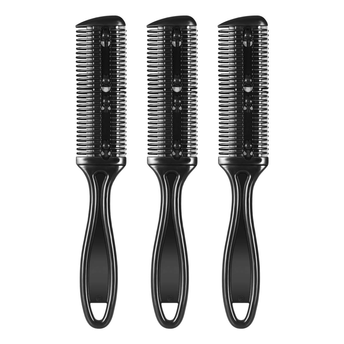 Didiseaon ヘアカッター 3本 ヘアカッター コーム 両面ヘアカットはさみ 櫛 コームシェーパー 多機能 自宅 理髪ツール 黒 長髪 短髪 両方に対応