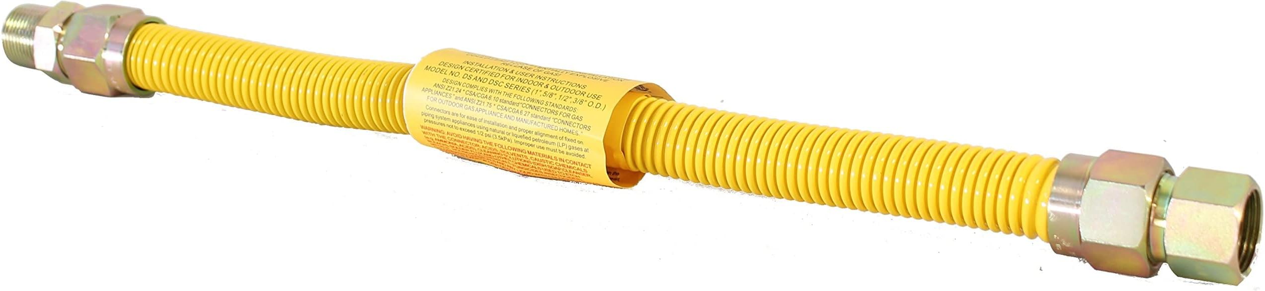 Easyflex Yellow Coated Stainless Steel 3/4" MIP x 3/4" FIP Full Flow (1" OD) Gas Flex Connector (24")