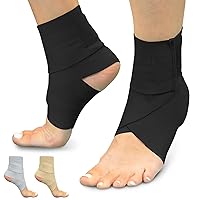 Vista 11 de Vive Tobillera (paquete de 2) – Estabilizador de talón con correa para esguince de pie – Manga deportiva de compresión transpirable, suave y firme