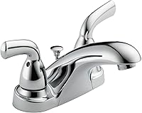 Delta Foundations B2510LF-PPU Chrome Centerset Bathroom Faucet, 4-Inch 3-Hole Sink Faucet with WaterSense & Lifetime Warranty