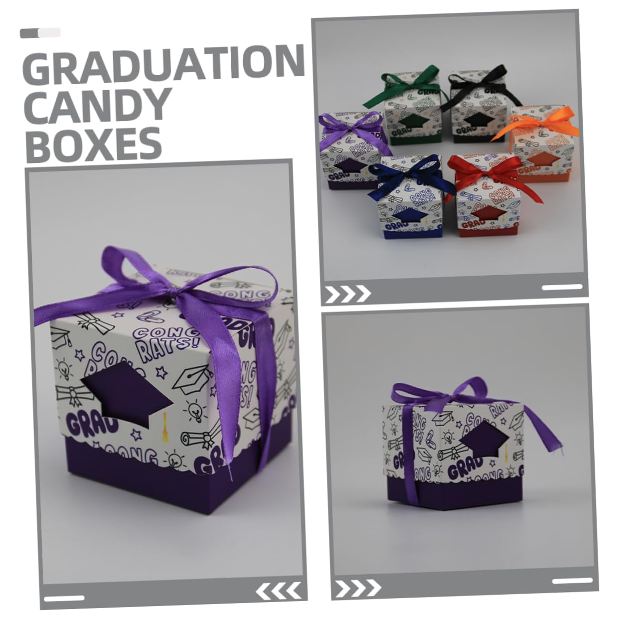 MUCKLILY 50stücke Abschlussfeier Süßigkeitenboxen aus Papier Tischdekorationsboxen für Partys Kleine Geschenkboxen für Gastgeschenke