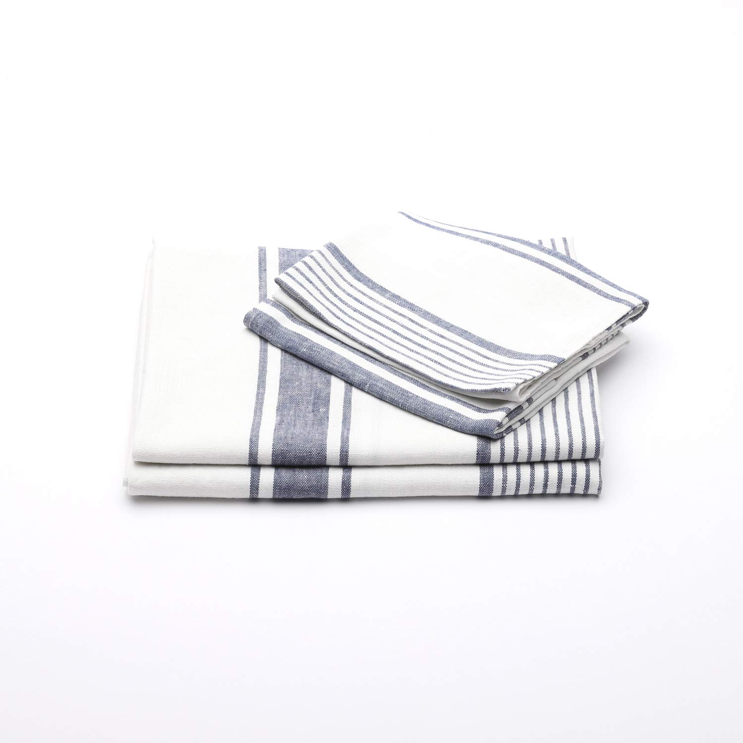LinenMe Set Tuscany Indigo White 2 Big 2 Asciugamani, Made in Europe, Asciugamani, Biancheria Europea, Lavabile in lavatrice, Super Assorbente, 100%