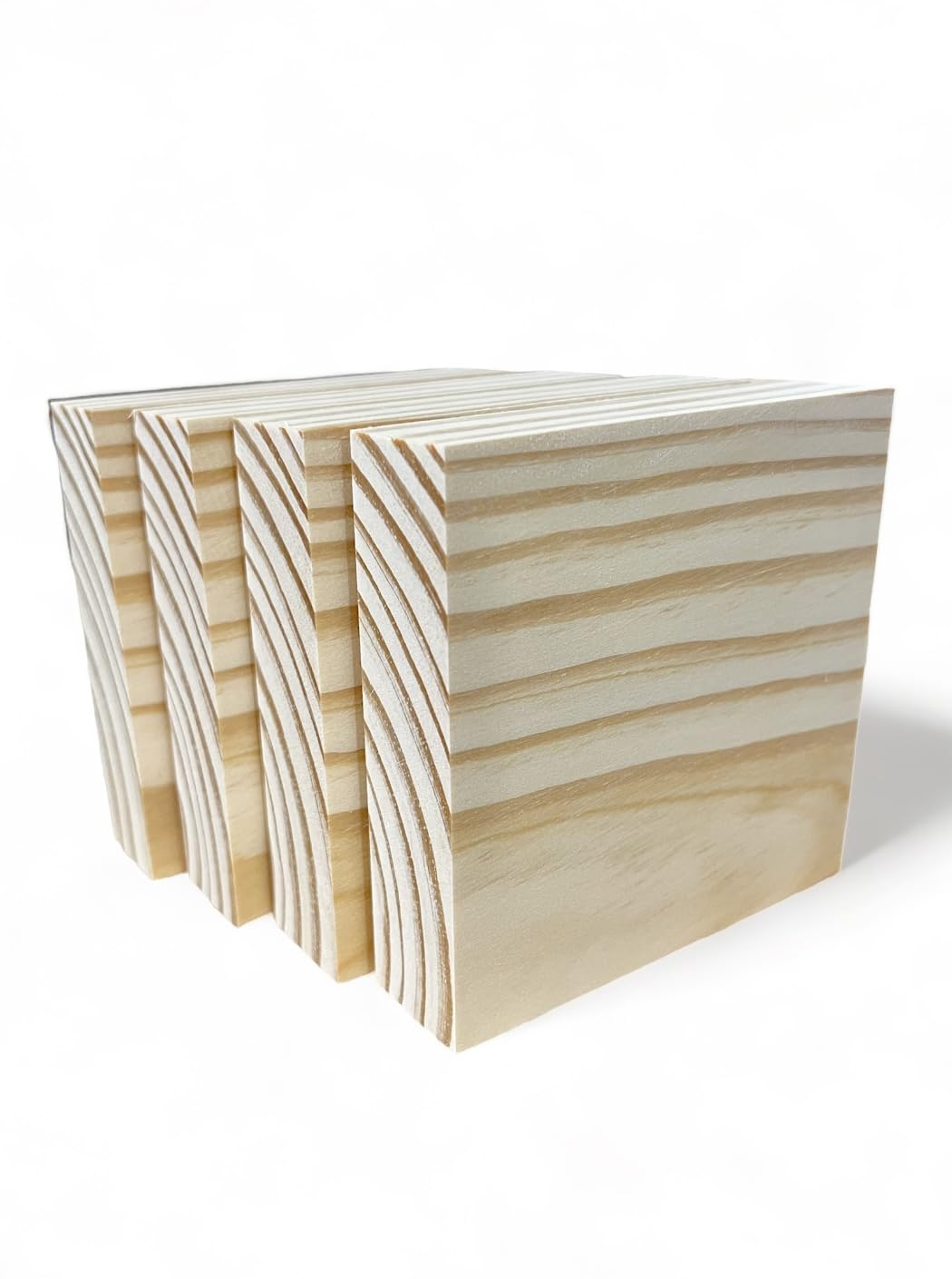4 Pack Unfinished Wood Blocks for Crafts, 4 X 4 X 1 3/8 Inch Pine Wood Board Wooden Square Blocks Craft Panels for Art and Crafts Engraving Painting