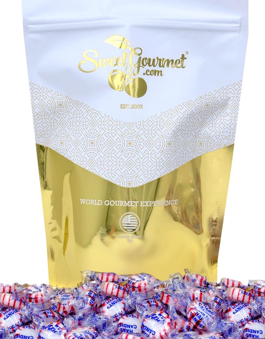 SweetGourmet Sugar-Free Peppermint Hard Candy, Wrapped Starlight Mints, 4 Pounds, Natural Flavor, Gluten-Free, Fat-Free, 360 Pieces