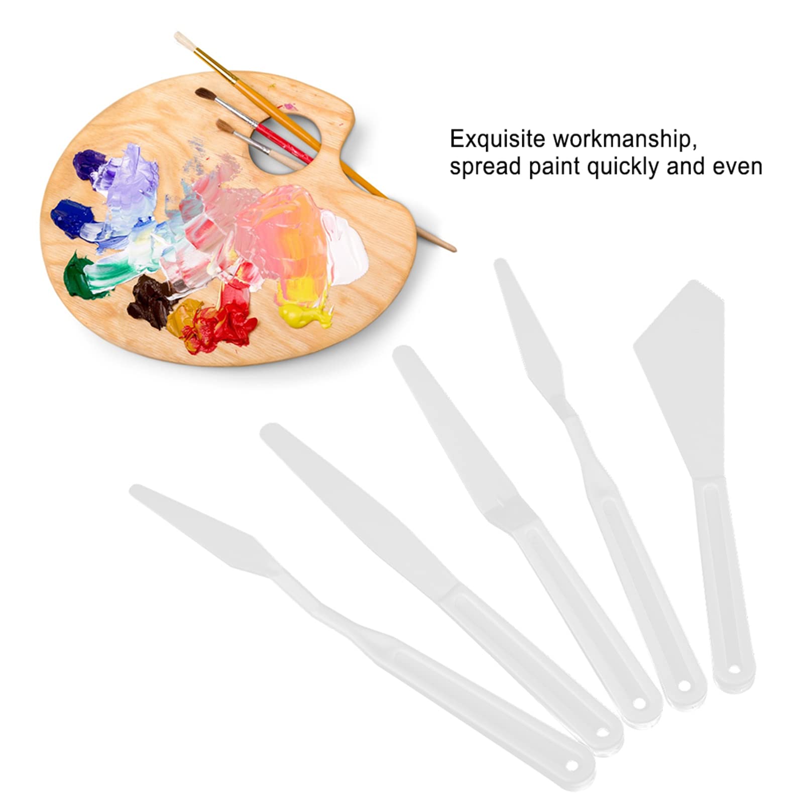 6pcs Painting Knives Plastic Palette Knife Pigment Spatulas for Watercolor Oil Paintbrushes Artists Beginners White