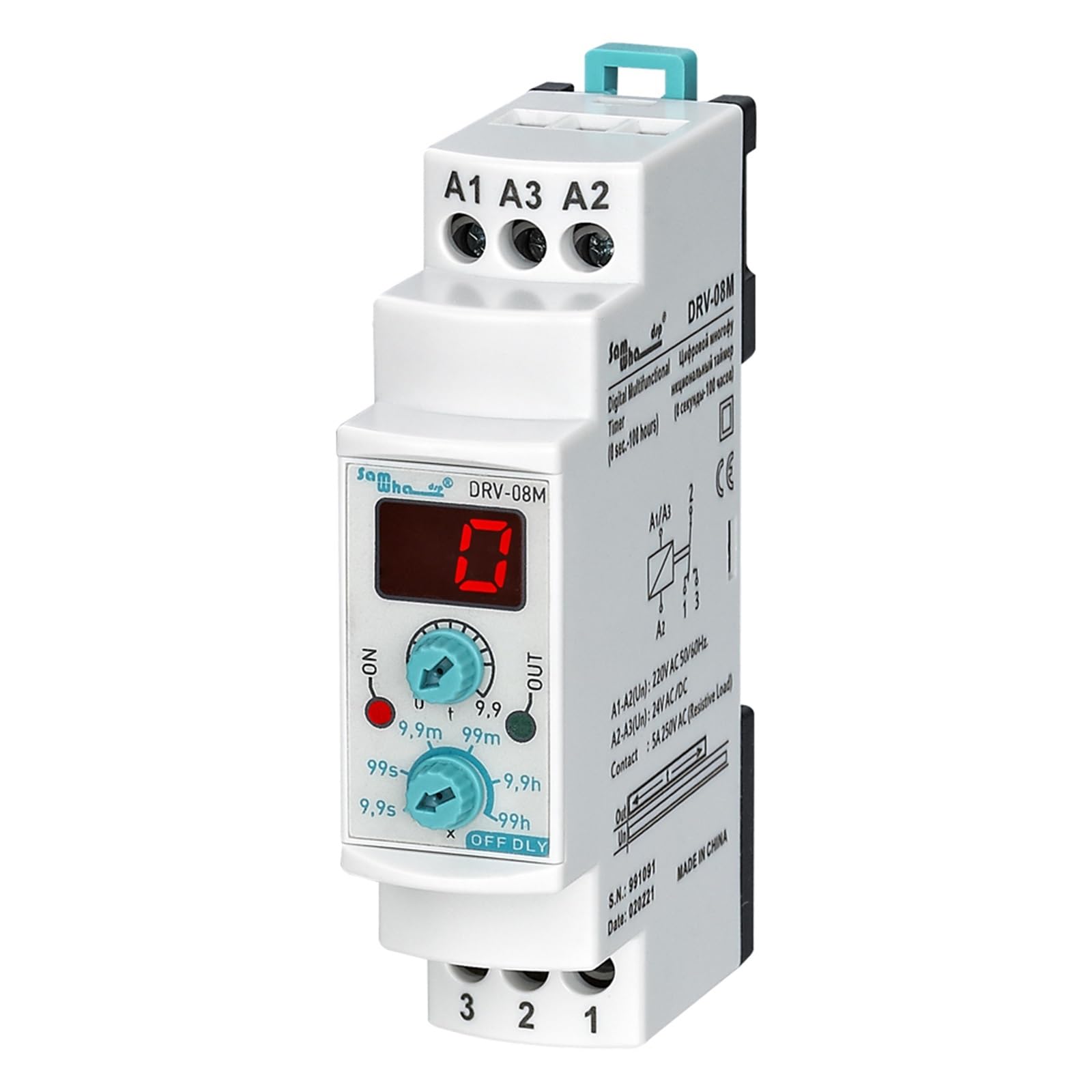 Relais temporisé multifonction numérique à double tension DRV-08M