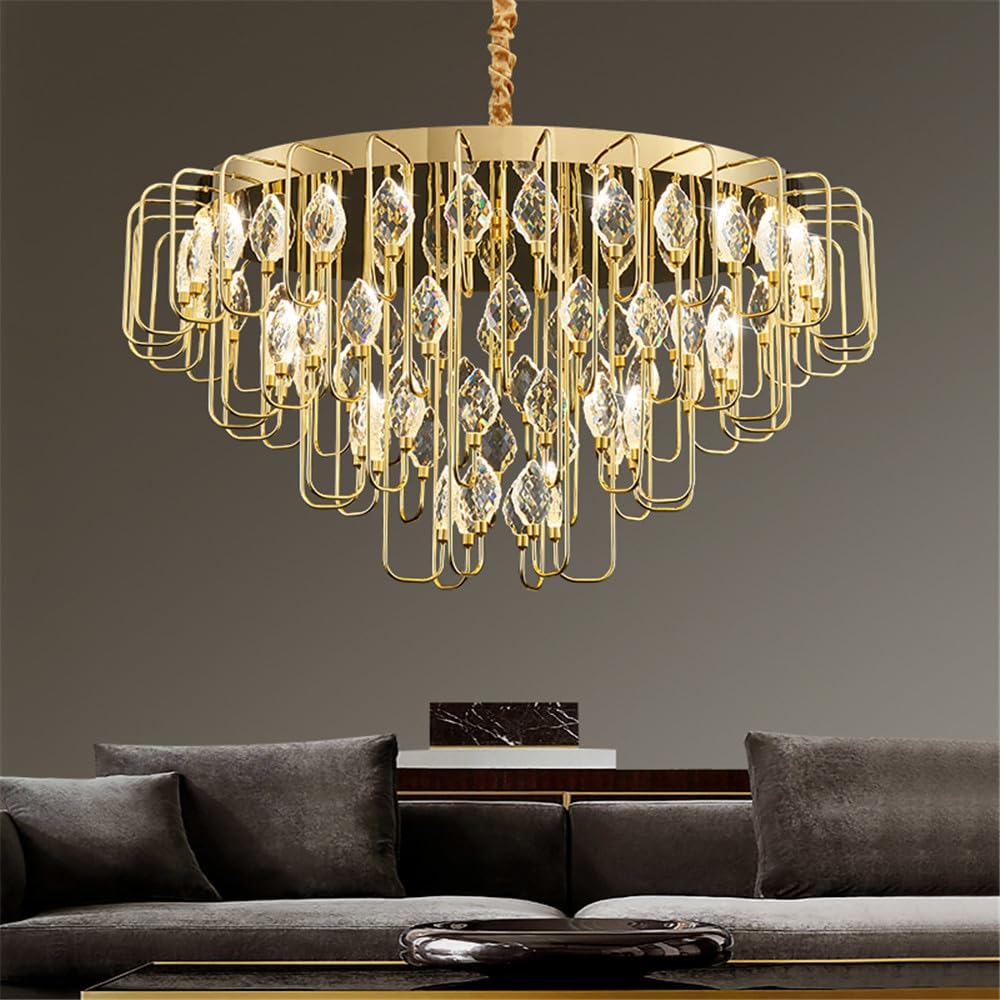 SXWNBIFH Modern Luxury Living Room Crystal Chandelier LED Fashion Creativity Restaurant Bedroom Villa Hotel Duplex Staircase Pendent Lamp (A D80CM)