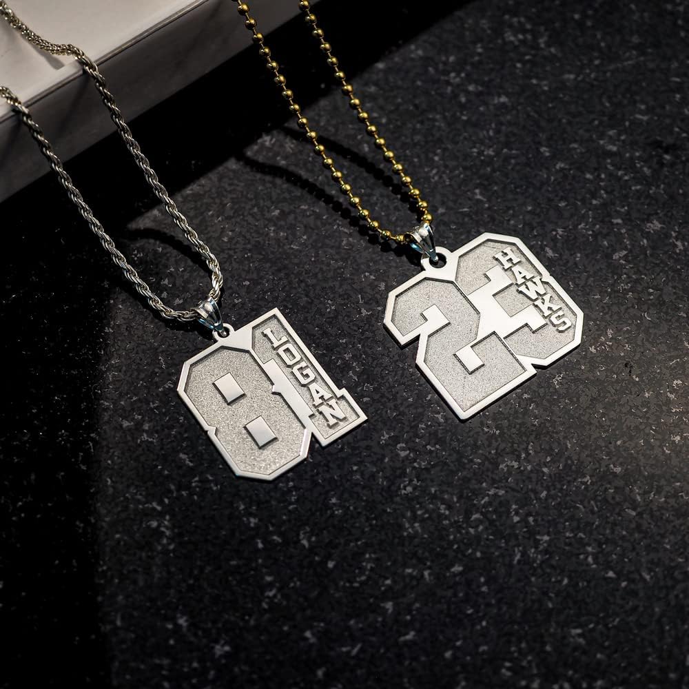 PicturesOnGold.com Personalized Number Pendant with Name - Includes 18 inch Box Chain