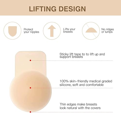 Miniatura 2 de Sticky Bra,Breast Lift Tape Adhesive Bra Push Up Invisible Strapless Backless Silicone Bra Reusable for Women