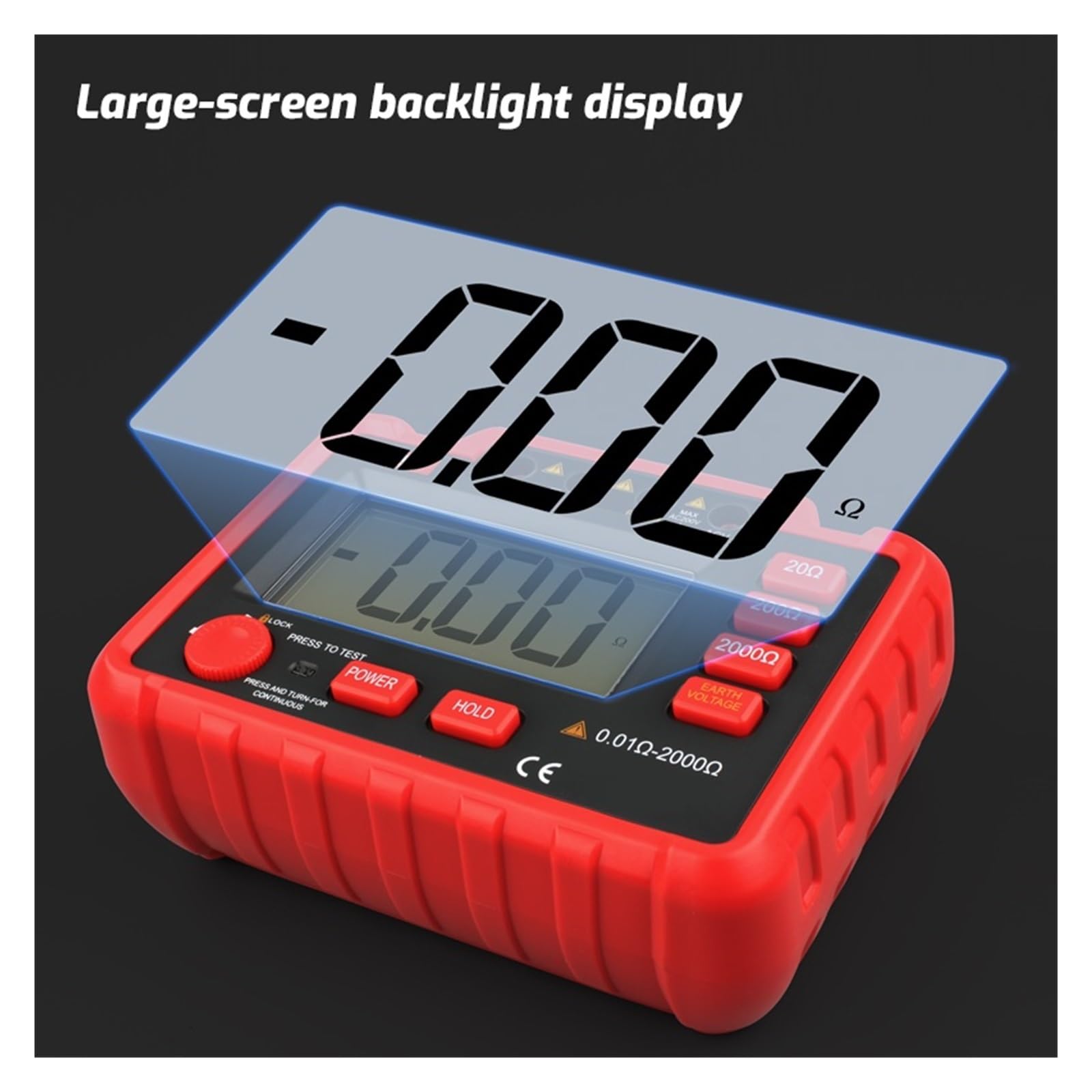 Megaohmmetro, Tester Di Isolamento, Misuratore Digitale Resistenza Terra Ohm Megaohmmetro Tensione Con Retroilluminazione LCD Reale per il test delle apparecchiature elettriche