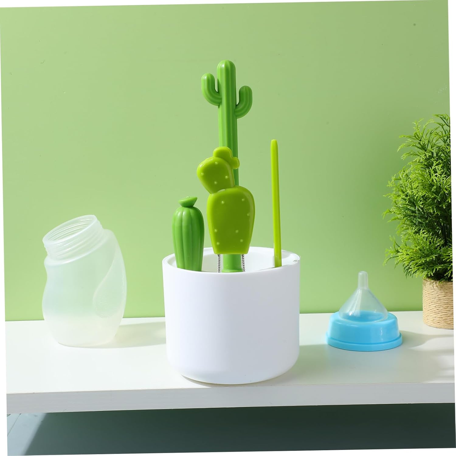 Silicone Bottle Brush Set for Milk Bottles and Teacup Lids