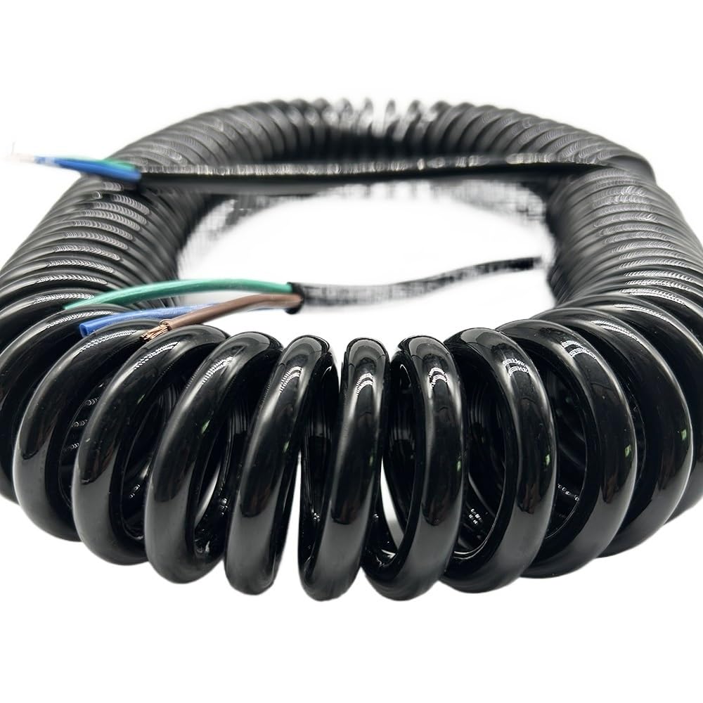 Cable de extensión en espiral de 3 núcleos, 2,5 mm², 10 m, elástico, 60 mm
