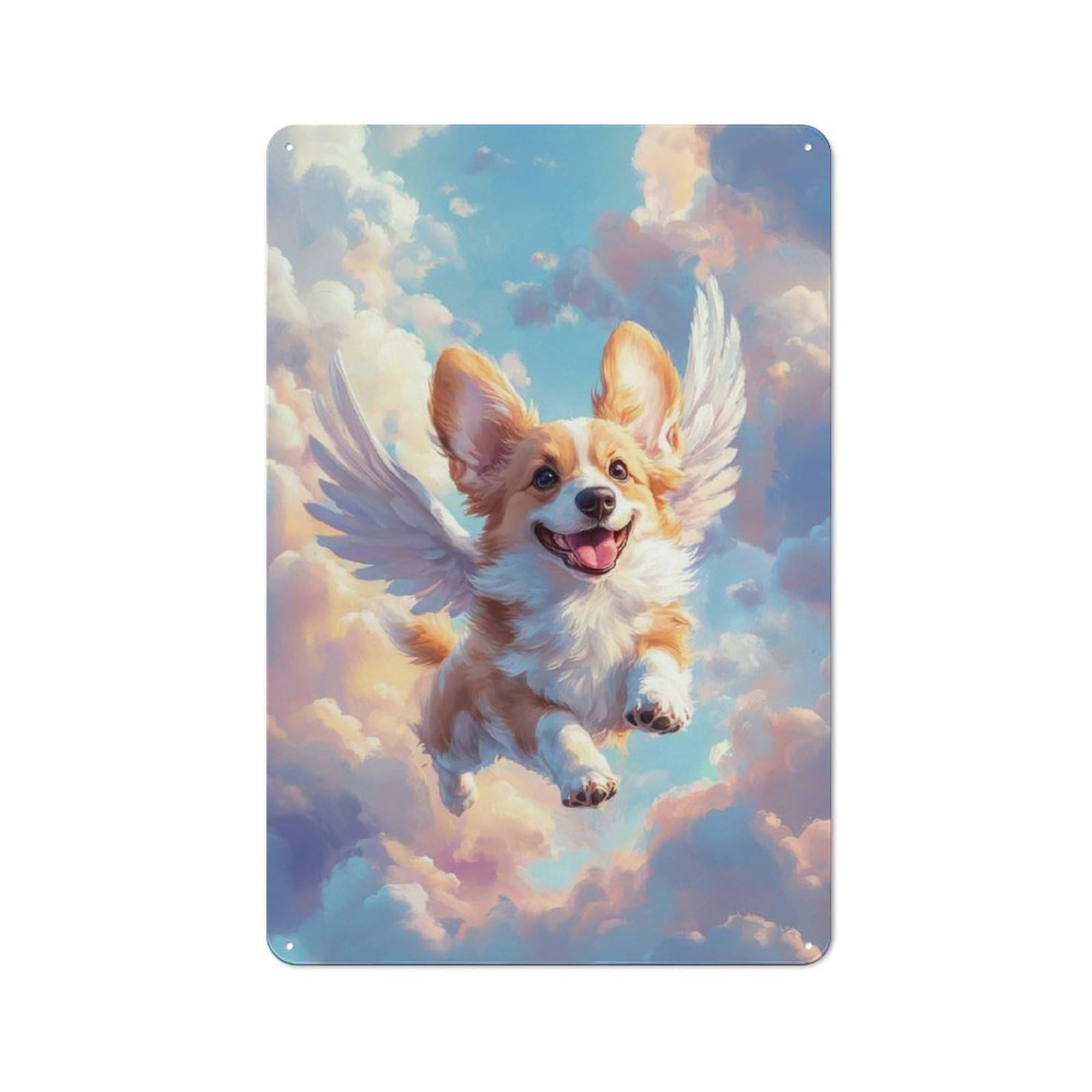 Junmoney Welsh Corgi With Angel Wings A Heartfelt Mem Vintage Tin Sign 30X20cm With Orial Print For Kitchen Or Home Bar, For Retro Home Interiors, For Cafés, Pubs And Restaurants