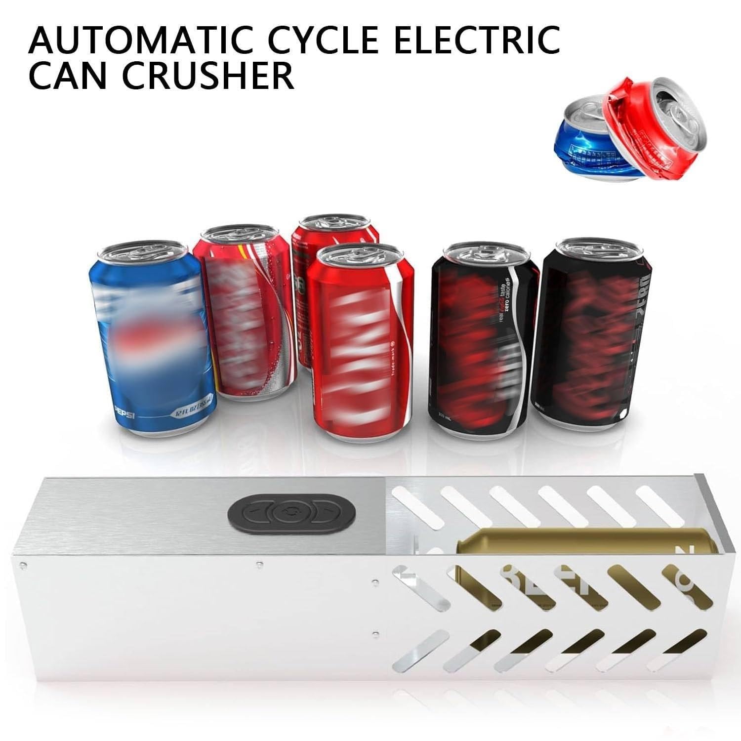 Zgniatarka do puszek montowana na ścianie, automatyczna elektryczna kruszarka do puszek aluminiowych o pojemności 12 uncji i 16 uncji do puszek z napojami gazowanymi, sodowymi, colą i piwem