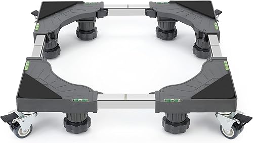WBD WEIBIDA - Base para lavadora con 4 ruedas de bloqueo y 8 pies fuertes, mini soporte para nevera, soporte para nevera, ajustable, base móvil para