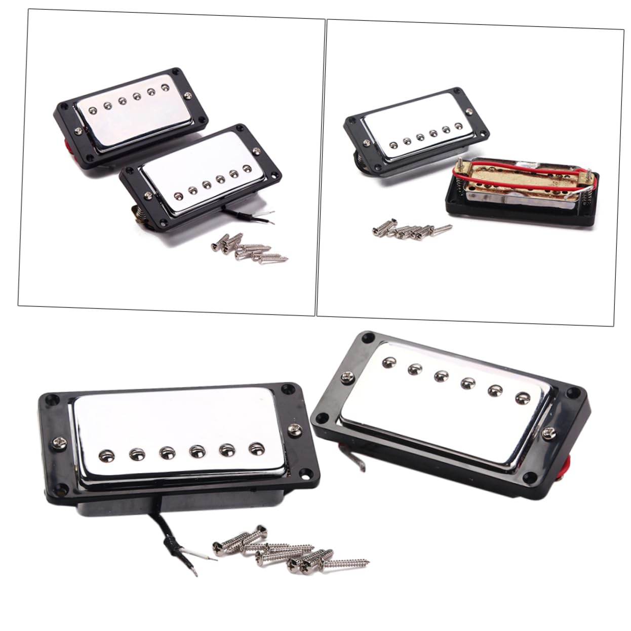TOYANDONA Pastillas Humbucker con Marco Negro para Guitarra Eléctrica Compatible con Mástil y Puente Pastillas de Doble Bobina para Guitarras Tipo