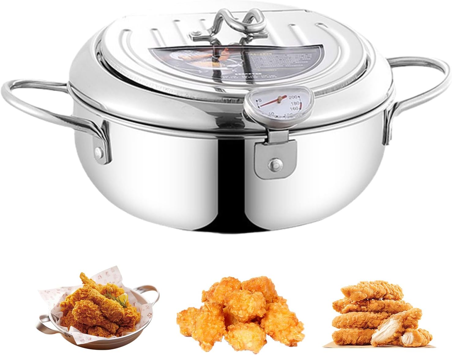 Tempura Pot,Deep Fryer with Oil Draining Rack | Easy to Clean and Store Jaese Style Tempura Fryer forTempura chips Fries Fish Chicken