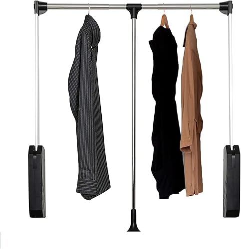 Barra de armario desplegable para armario, colgador de ropa, sistema de elevación, organizador de almacenamiento de armario de aluminio de cierre