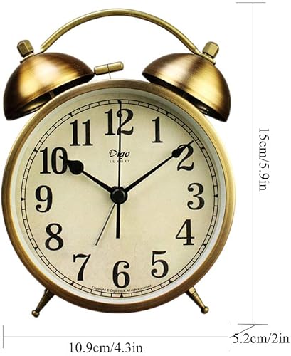 Miniatura 6 de Maxspace Reloj despertador doble, reloj despertador de campana doble de 4 pulgadas, reloj despertador de escritorio de mesa, funciona con pilas con