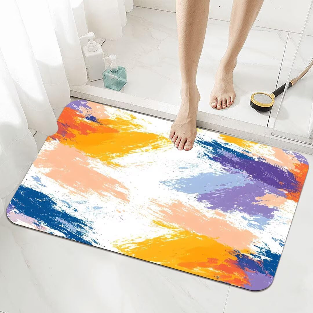 Badezimmerteppich Groß Schnelltrocknend Badteppich 160x230cm Rutschfester Badematte Marble Absorbierender Duschvorleger Waschbar Badvorleger Dünn Bath Bathroom Mat Fußmatten Toilette Badewanne 5-674