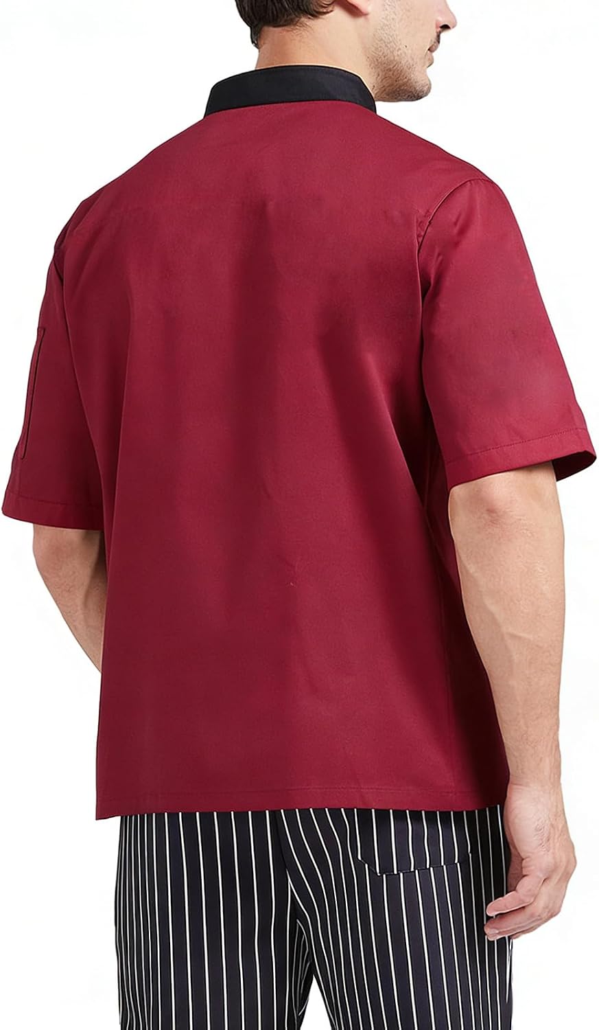 Chef Coat Unisex Chef Jacket Cook Men Works Shirt Short Sleeve Button Down Solid Color Cotton Womens Kitchen Restaurant Hotel Uniform Camisas De Chef para Hombre Red