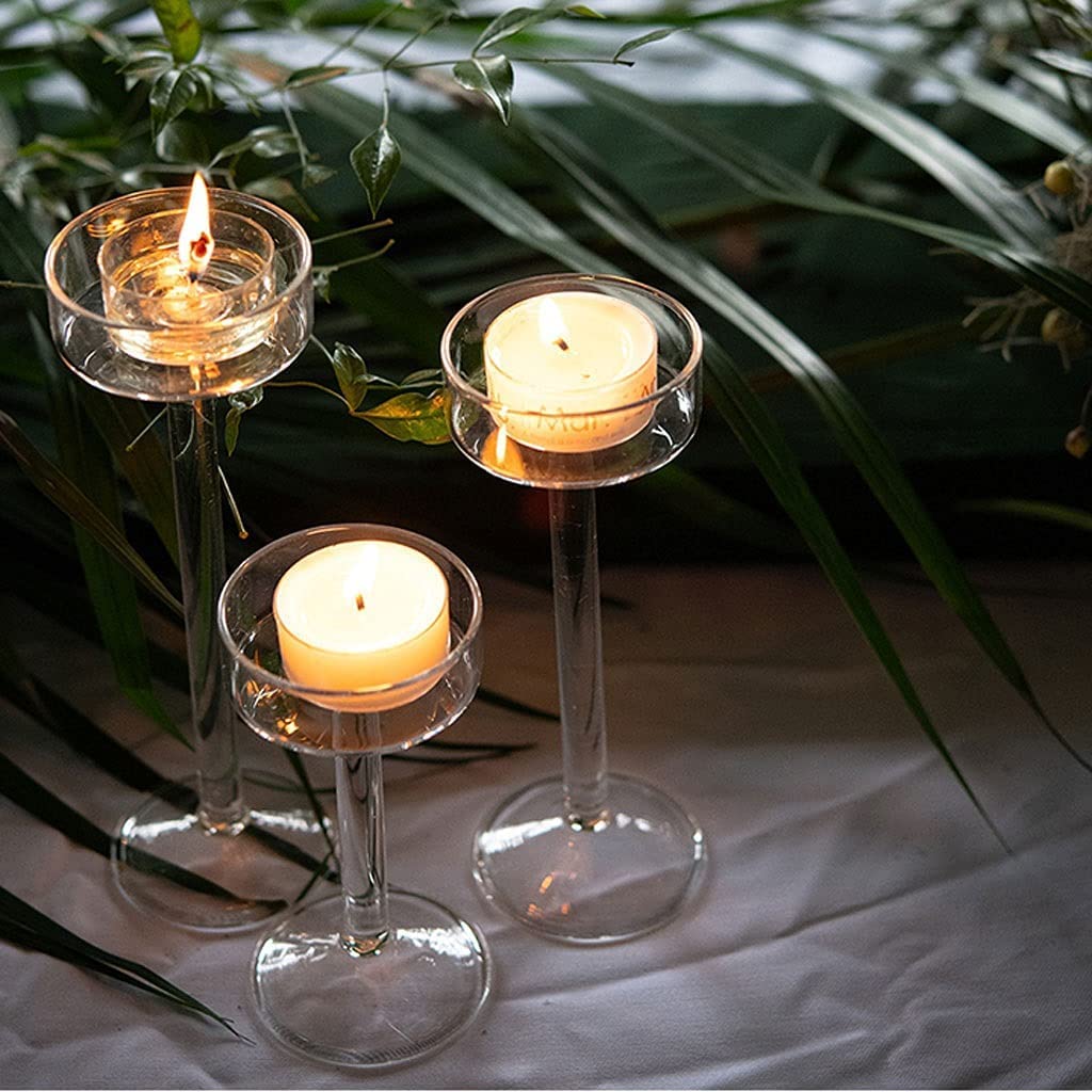 Kerzenständer 3-teiliges Set Kerzenständer Glas Romantische Kerzenhalter Hochzeit Tischrequisiten Candle Light Dinner Home Decoration Dekoration