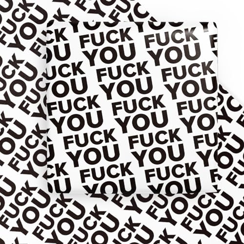 WRAPAHOLIC Funny Wrapping Paper Sheet - 6 Sheets Fuck You Design Folded Flat for Adult, Girlfriend, Boyfriend, Anniversary, Valentines Day - 19.7 inch x 27.5 inch Per Sheet