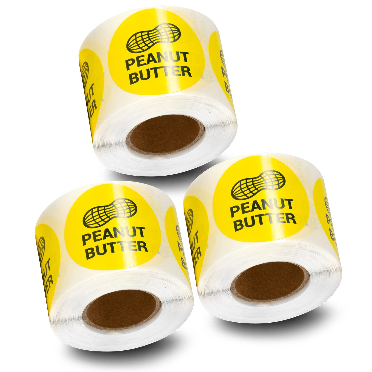 900 Labels | Peanut Butter Labels, Peanut Butter Stickers, Grocery Store Labels ( 1.5 inch Round, Yellow ) for Food Packaging, Food Labeling, Allergens