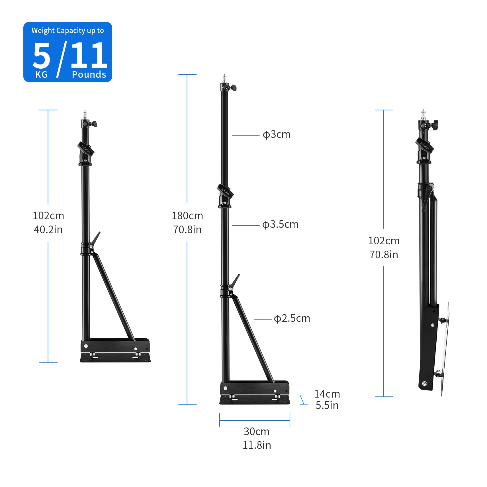 Selens Brazo triangular de 180 cm, rotación flexible de 180°, cámara de montaje en pared, para fotografía y estudio fotográfico, anillo de luz, caja