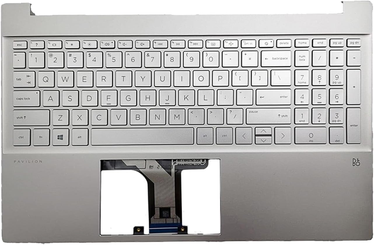 M08912-001 Replacement for HP 15-EG 15-EH 15t-EG 15Z-EH 15-EG0067S Laptop Upper Top Cover Case Palmrest Backlit US Keyboard Assembly Part Silver NOT-Fingerprints