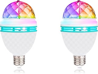 Disco Ball Light Bulb, 3w E27 RGB Color Rotating Bulb Led Party Bulbs, Magic Ball Light for for Disco, Holiday, Birthday, Club, Halloween, Christmas, Bar, Indoor & Outdoor(2 Pack)