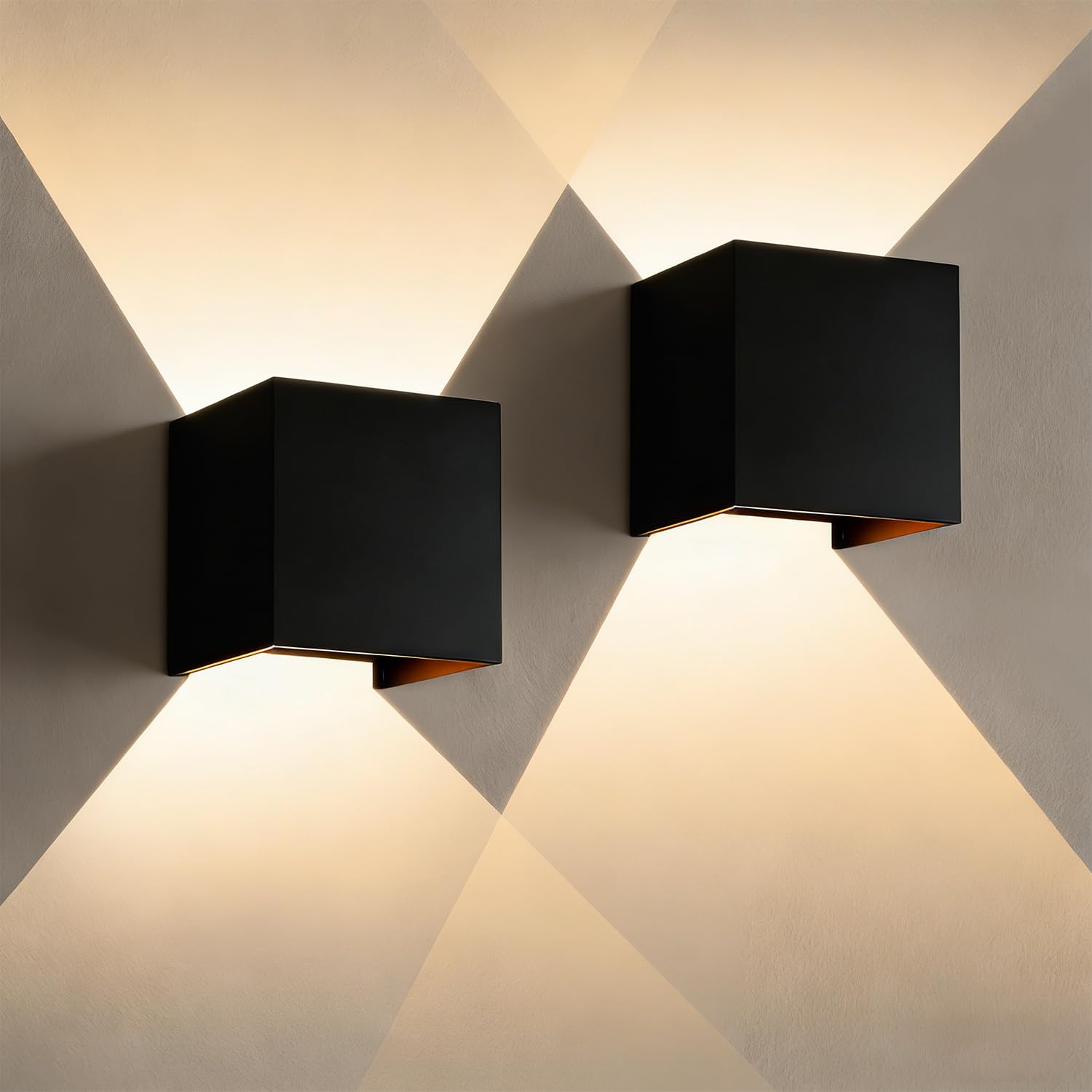 EBION 2 Pack LED Outdoor Wall Lights,Up and Down Outside Wall Lights with Adjustable Beam,8W 3000K IP44 Waterproof Modern Indoor Outdoor Wall Lamp for Living Room,Porch,Garden